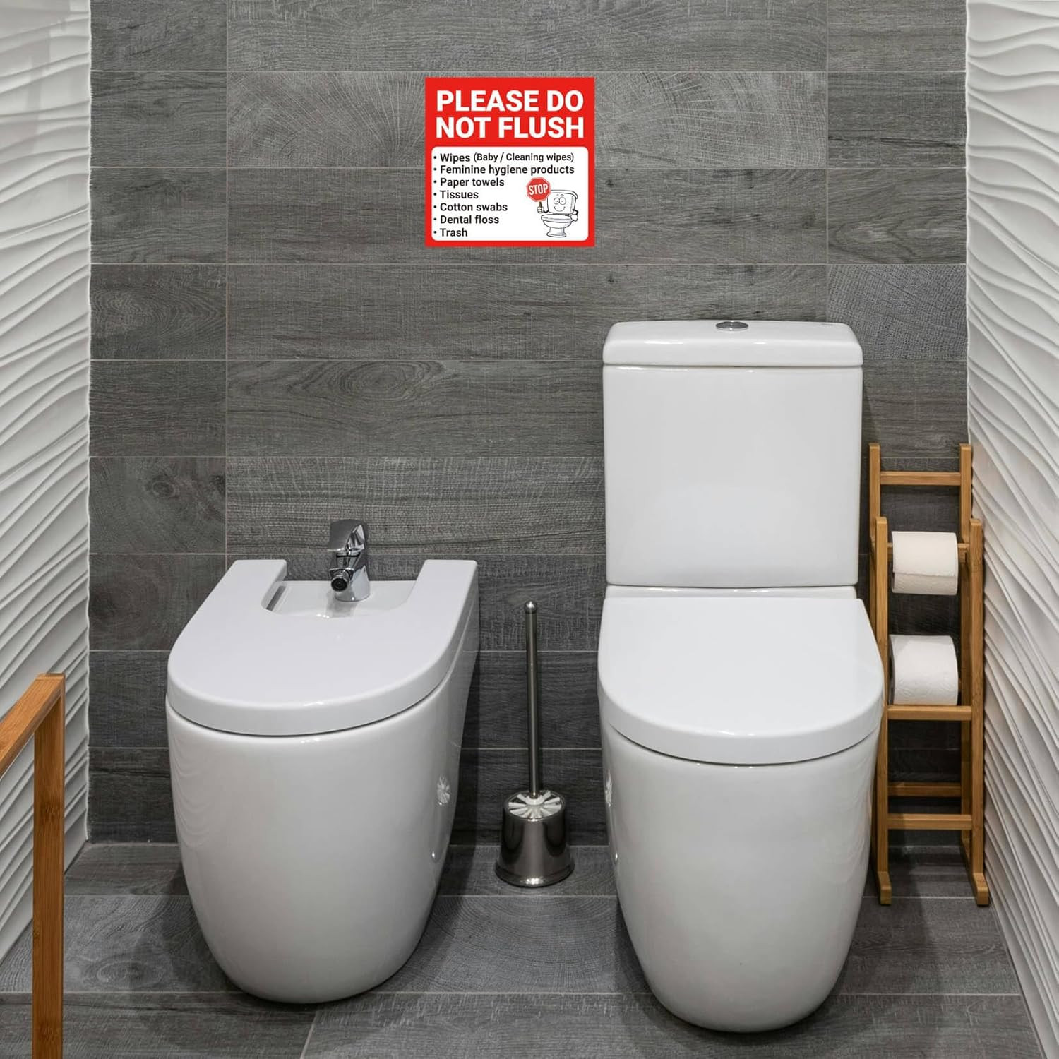 10 Pack Please Do Not Flush Sign Stickers 6×6 Inch Self-Adhesive for Restrooms H