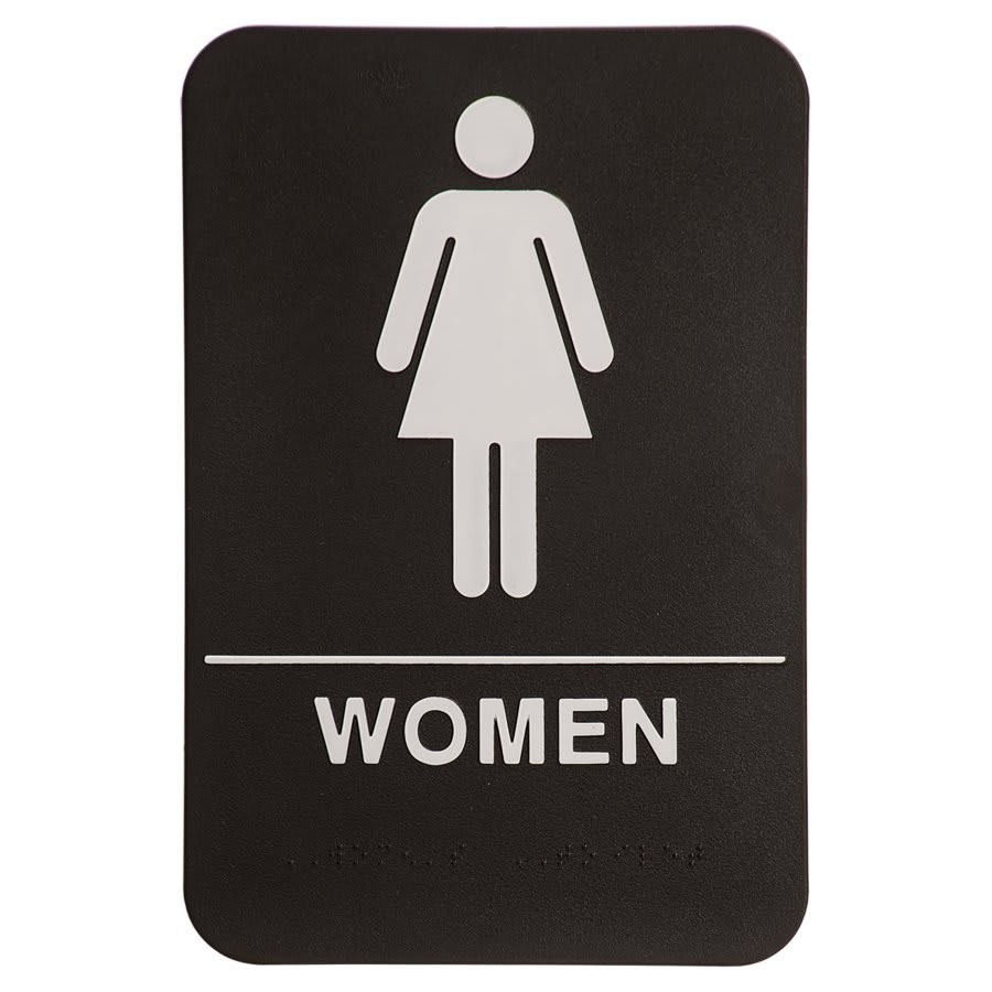 ADA Women Restroom sign Black with Braille Adhesive Backing Free Shipping