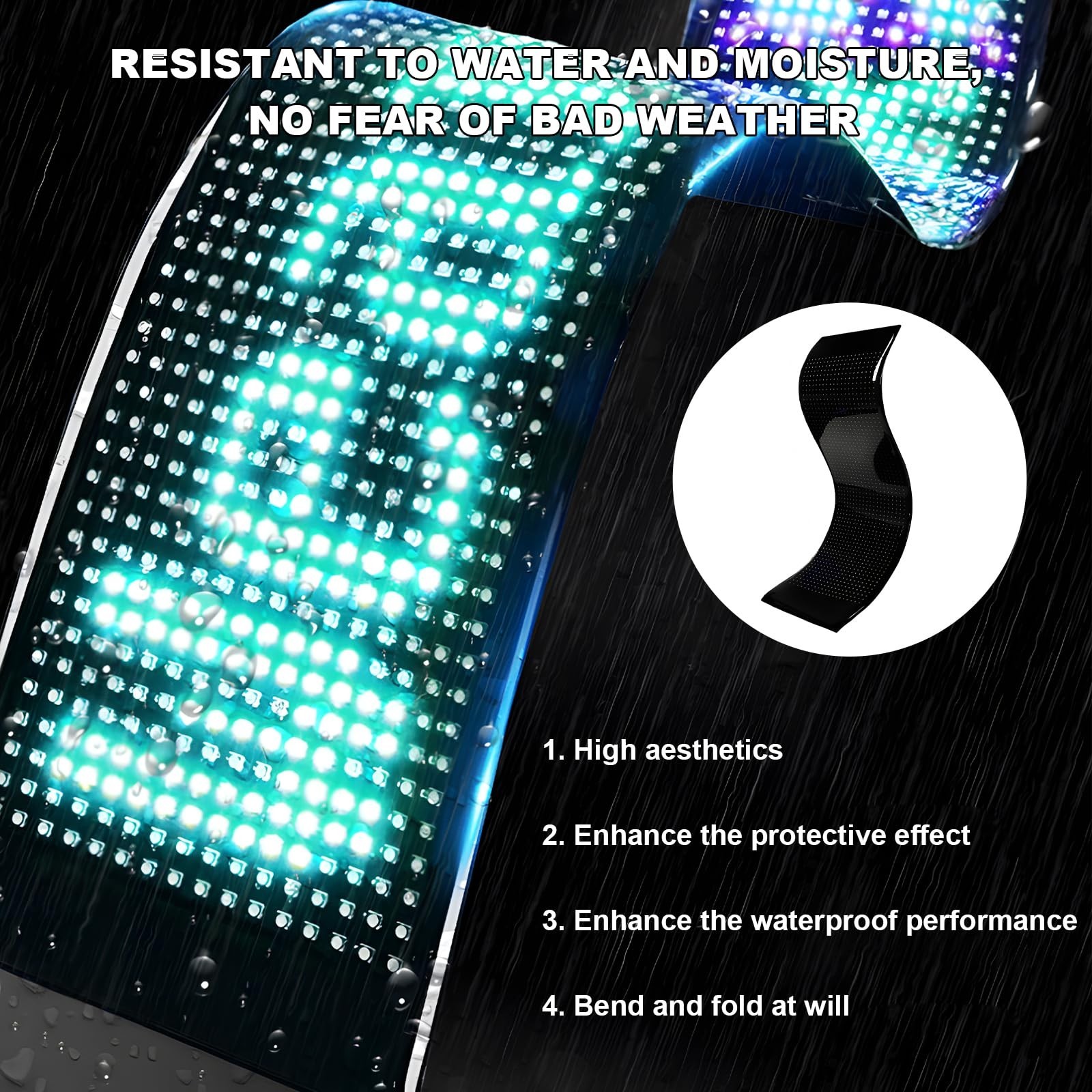 Programmable LED Scrolling Sign 14.7&Prime;x3.6&Prime; Bluetooth Custom Text Display for Car