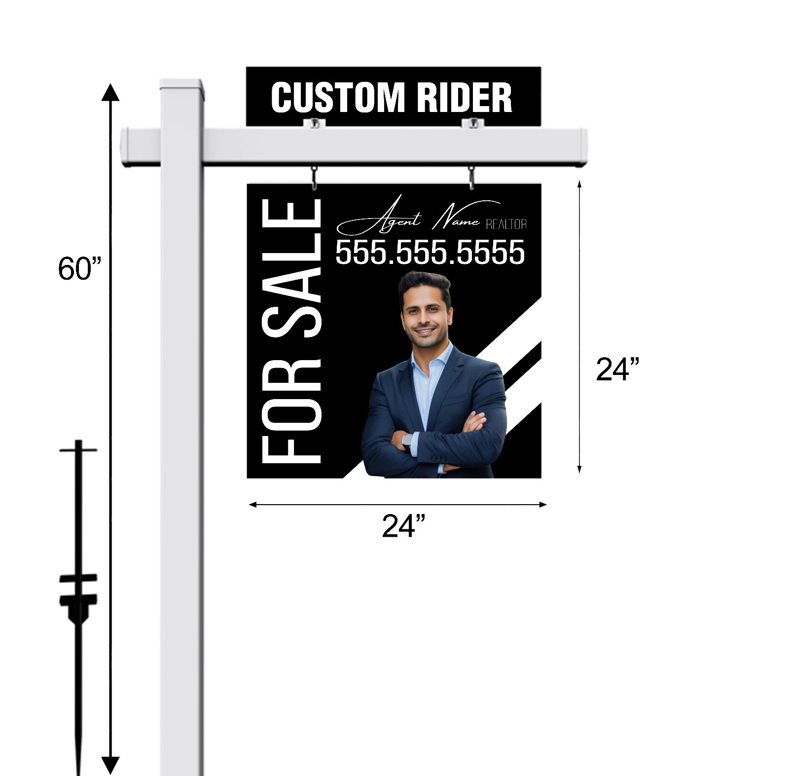 Real Estate Sign, Vinyl PVC Real Estate Sign Post White 5&prime; , exp For Sale Sign