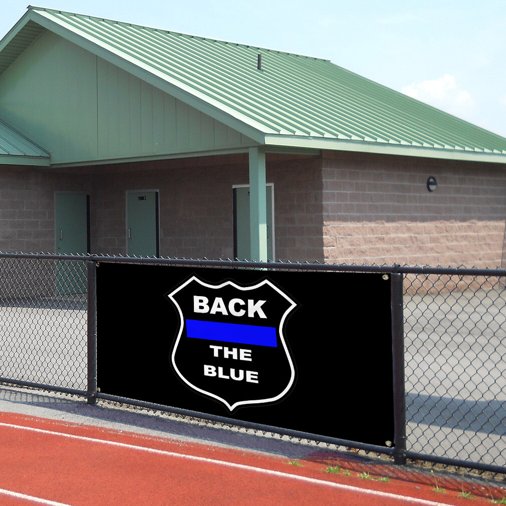 Vinyl Banner Multiple Sizes Back The Blue Black Police Cop Lifestyle Outdoor