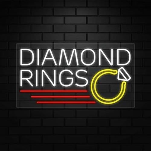 Diamond Rings Neon Sign for Retail Displays | LED Flex Neon | 37&Prime;W x 20&Prime;H x 1&Prime;D