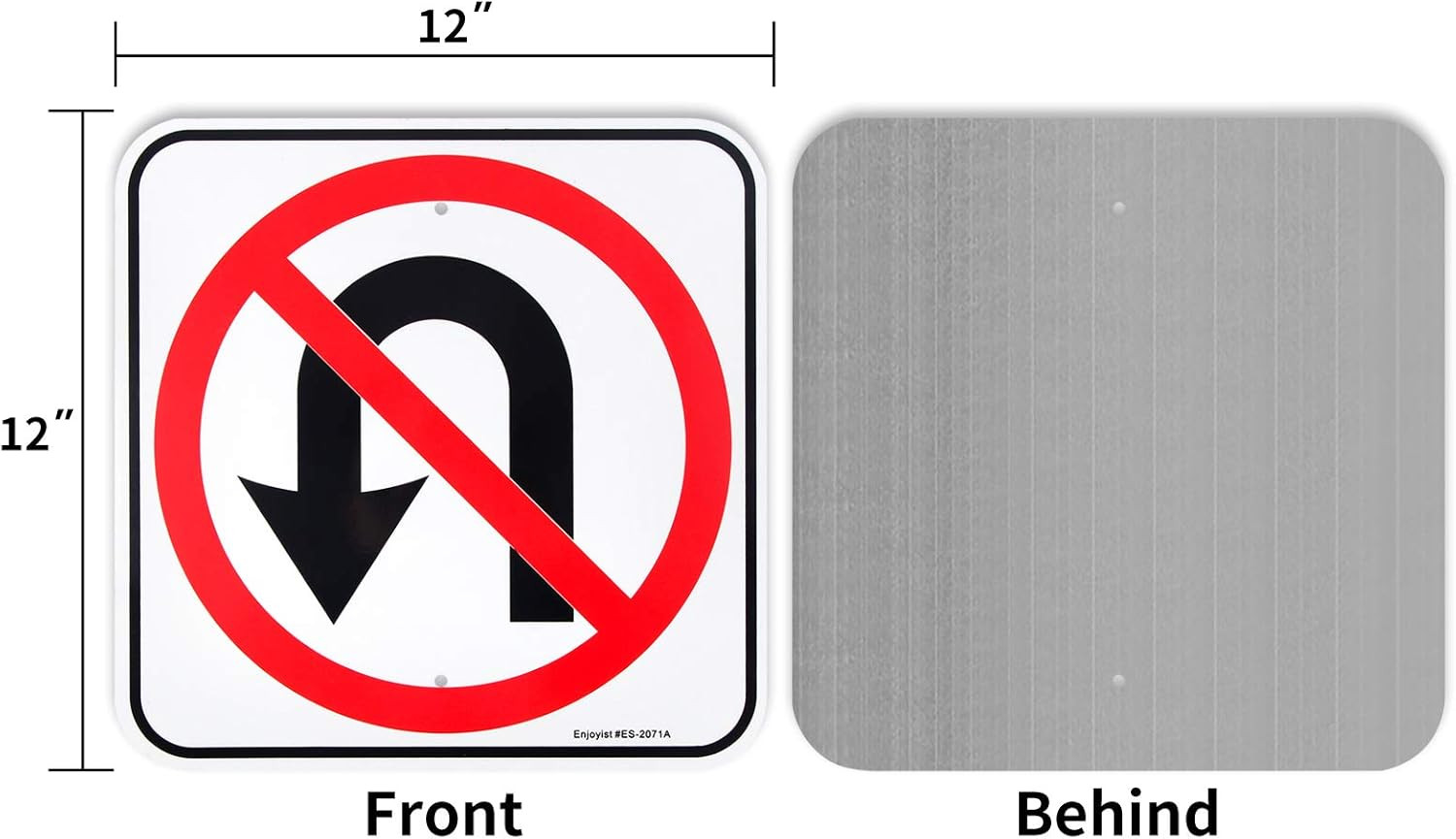 No U-Turn Sign – 12&Prime;x12&Prime; Reflective Rust-Free Aluminum, Weatherproof
