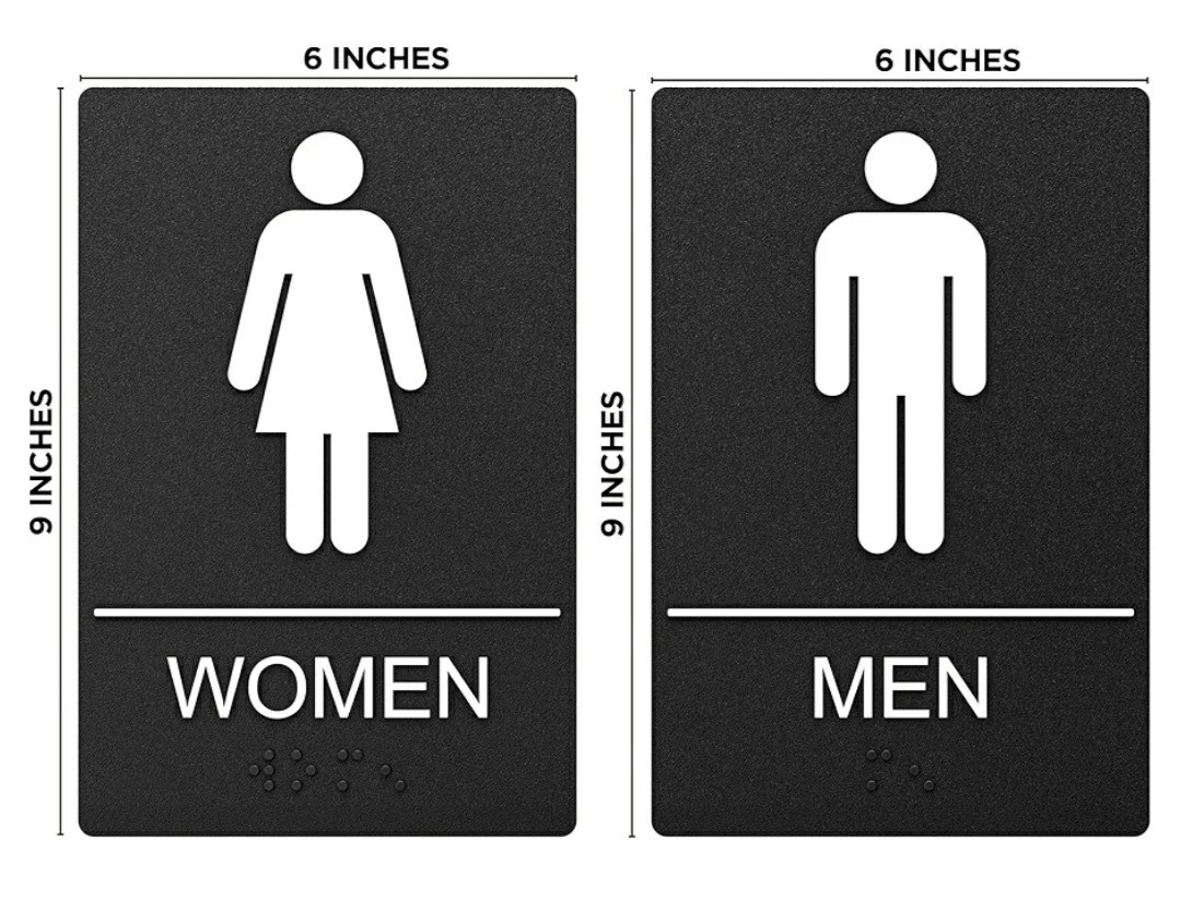 2-Pack 6×9-inch Mens Womens Bathroom Signs ADA Compliant with Braille