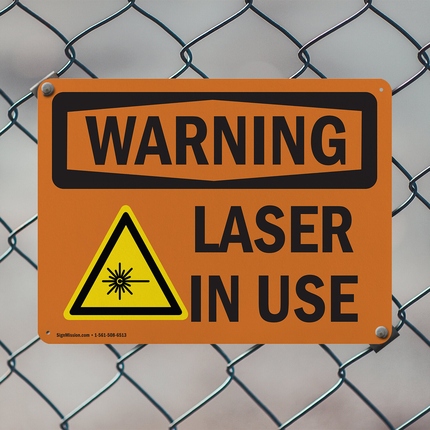(2 Pack) Laser In Use OSHA Warning Sign Decal Metal Plastic