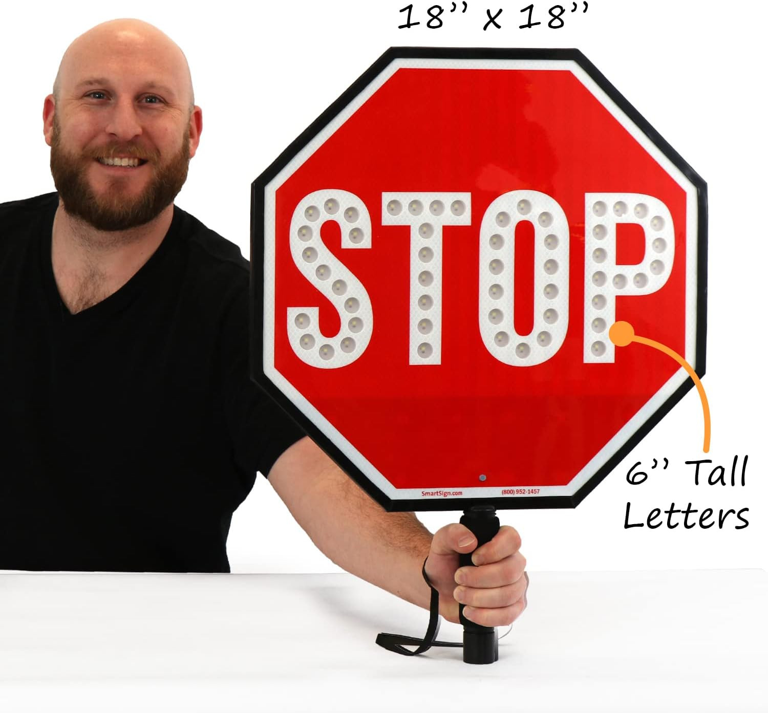LED Stop Paddle – Rechargeable Reflective Handheld Sign with Dual Light Modes