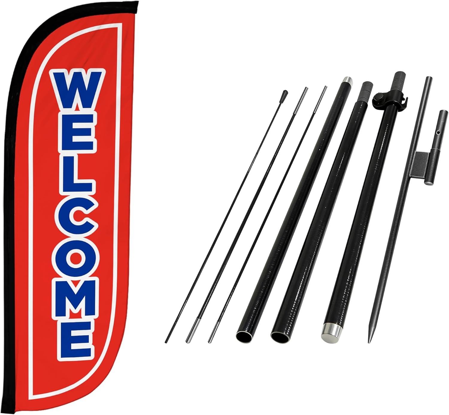Feather Flag Set 5ft Tall Advertising Banner Flag W/ Pole Kit & Ground Spike