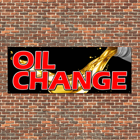 Oil Change Banner 18&Prime;x48&Prime; Free Shipping & Customization, Ready to Hang!