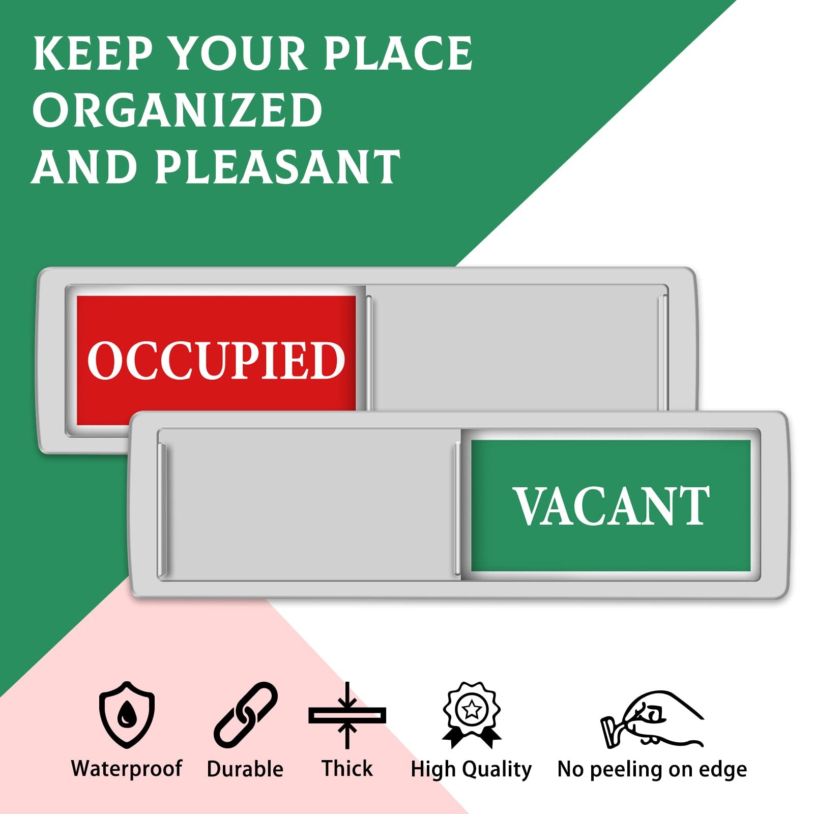Privacy Sign – Vacant Occupied for Home S, 1-1-VACANT OCCUPIED-Silver