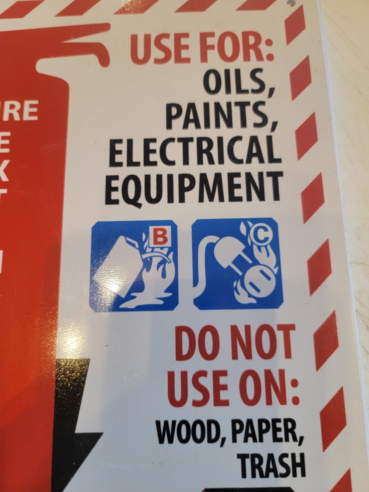 Fire Extinguisher Use For B and C Fires, OSHA Notice Sign Plastic. 2pk. Bld4