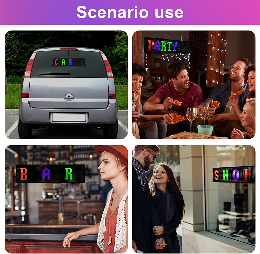 Scrolling LED Sign Matrix Panel Screen Bluetooth APP Control for Shop Bar Car US