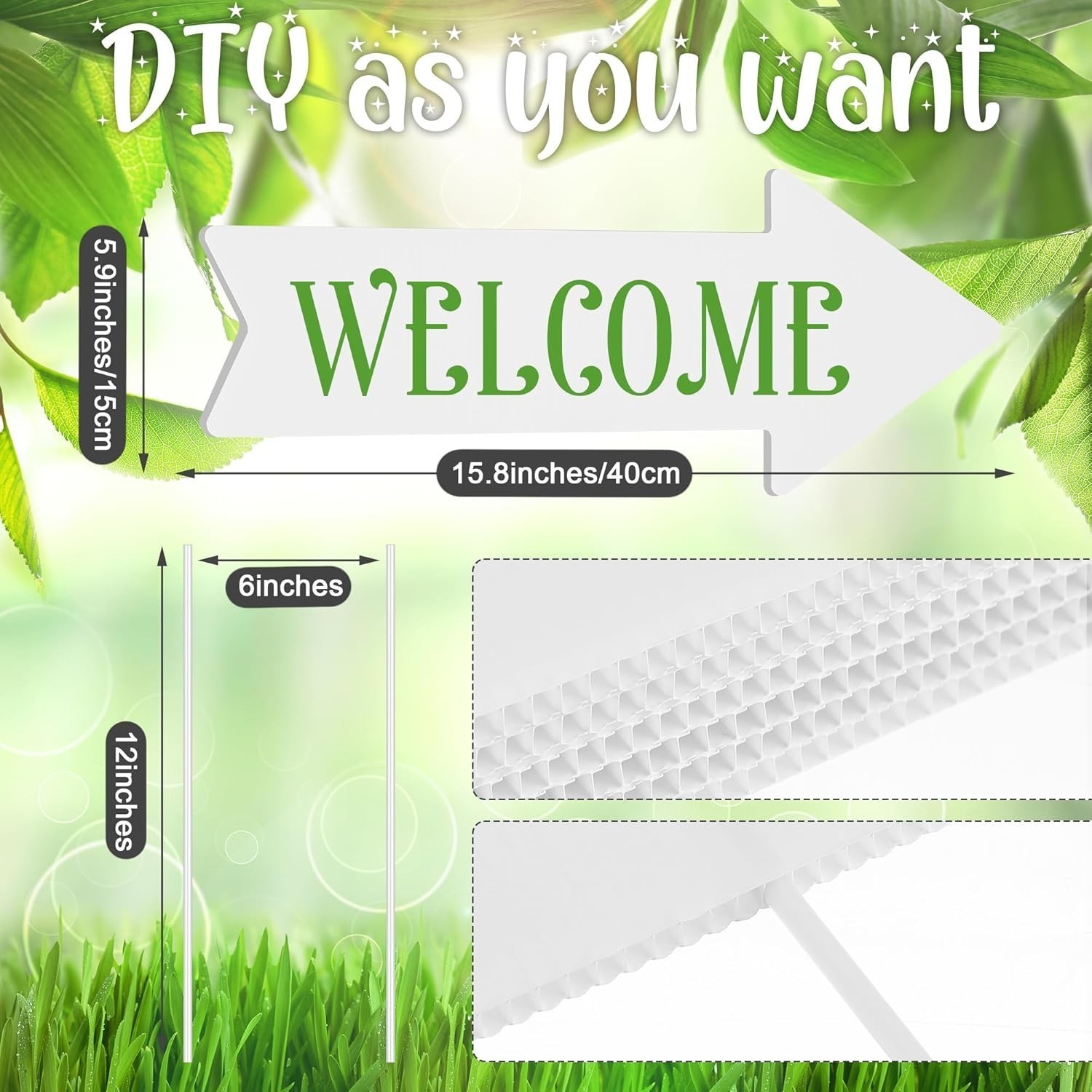6 Pcs Arrow Signs 16 x 6 Inches Blank Arrow Yard Signs New