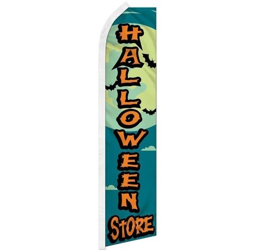 Pack of 2 Halloween Store Swooper Banner Flag for Seasonal Retail Sales 100D