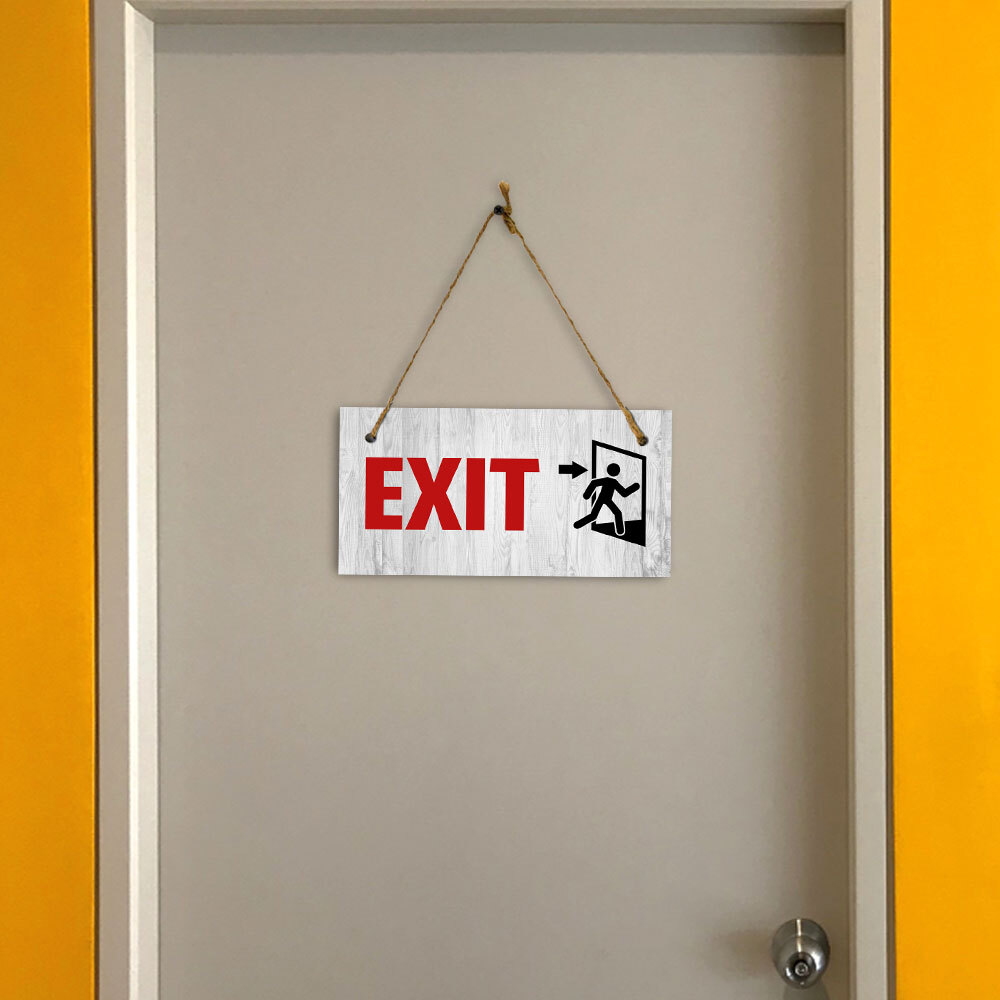 Exit 5×10 Hanging Plus Wall or Door Sign | Office Warning Signage