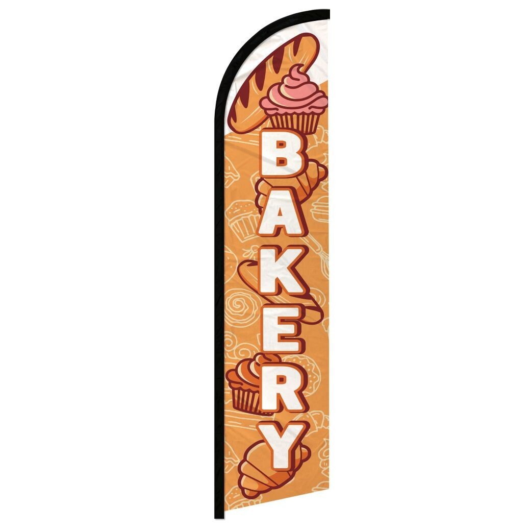 Bakery (White) Full Curve Windless Swooper Flag Panaderia Food Flag