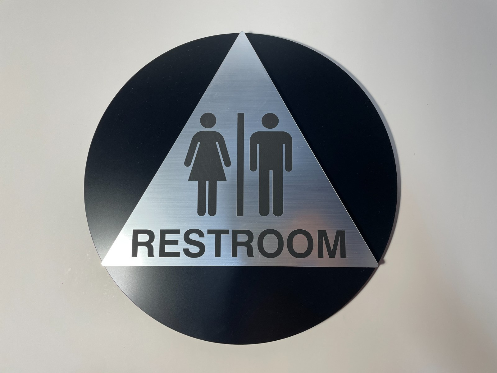 NEW ADHESIVE UNISEX RESTROOM SIGN ROUND 12&Prime; DIAMETER WEIGHS 1.5-2 LBS DURABLE