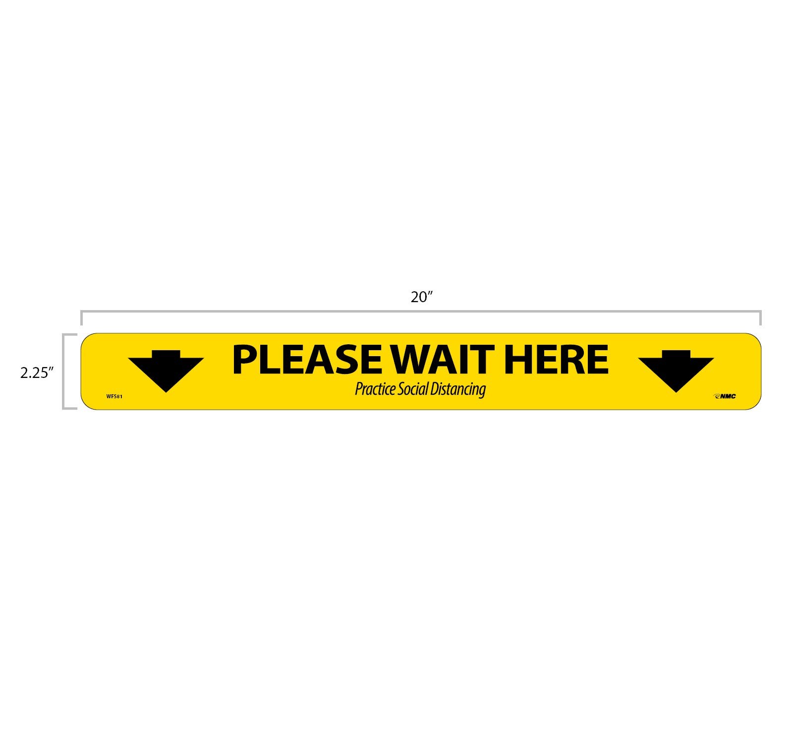 WFS81A10 Please Wait HERE Shopping Arrow, Black on Yellow, Walk ON Floor Sign…