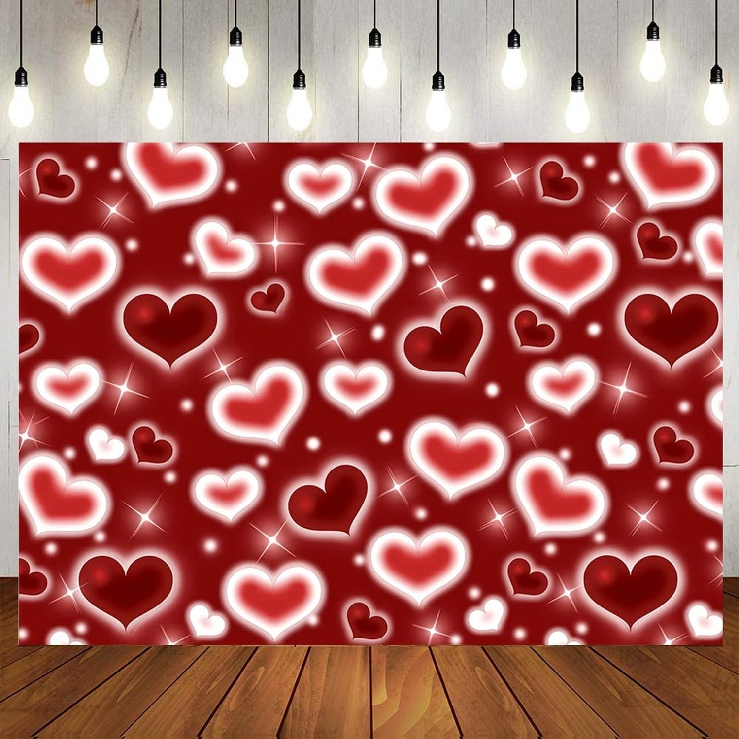 7×5ft Red Heart Backdrop Valentine’s Day Photography Background Roman