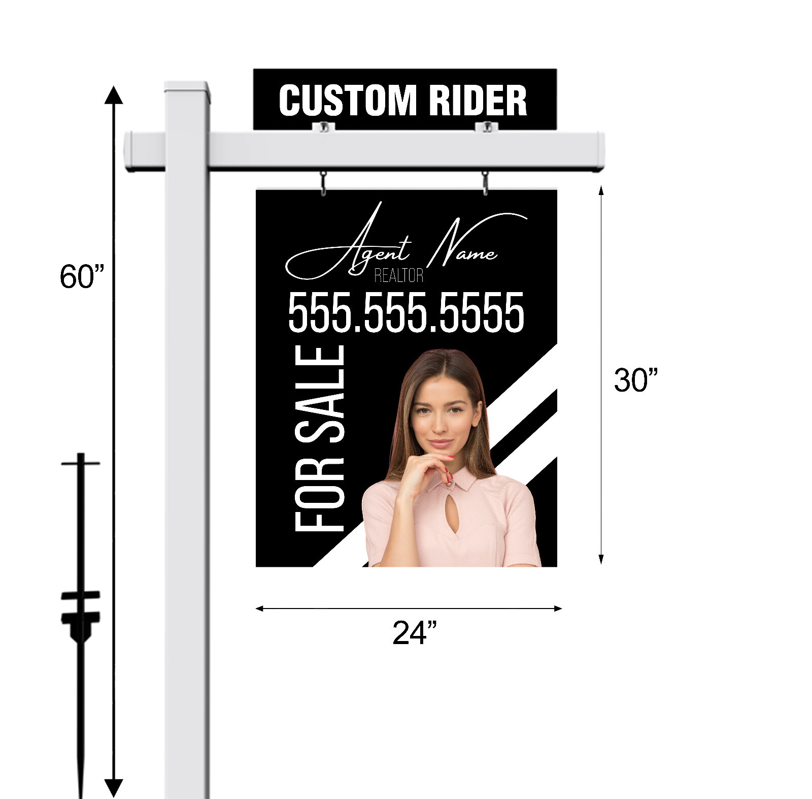 Real Estate Sign, Vinyl PVC Real Estate Sign Post White 5&prime; , exp For Sale Sign