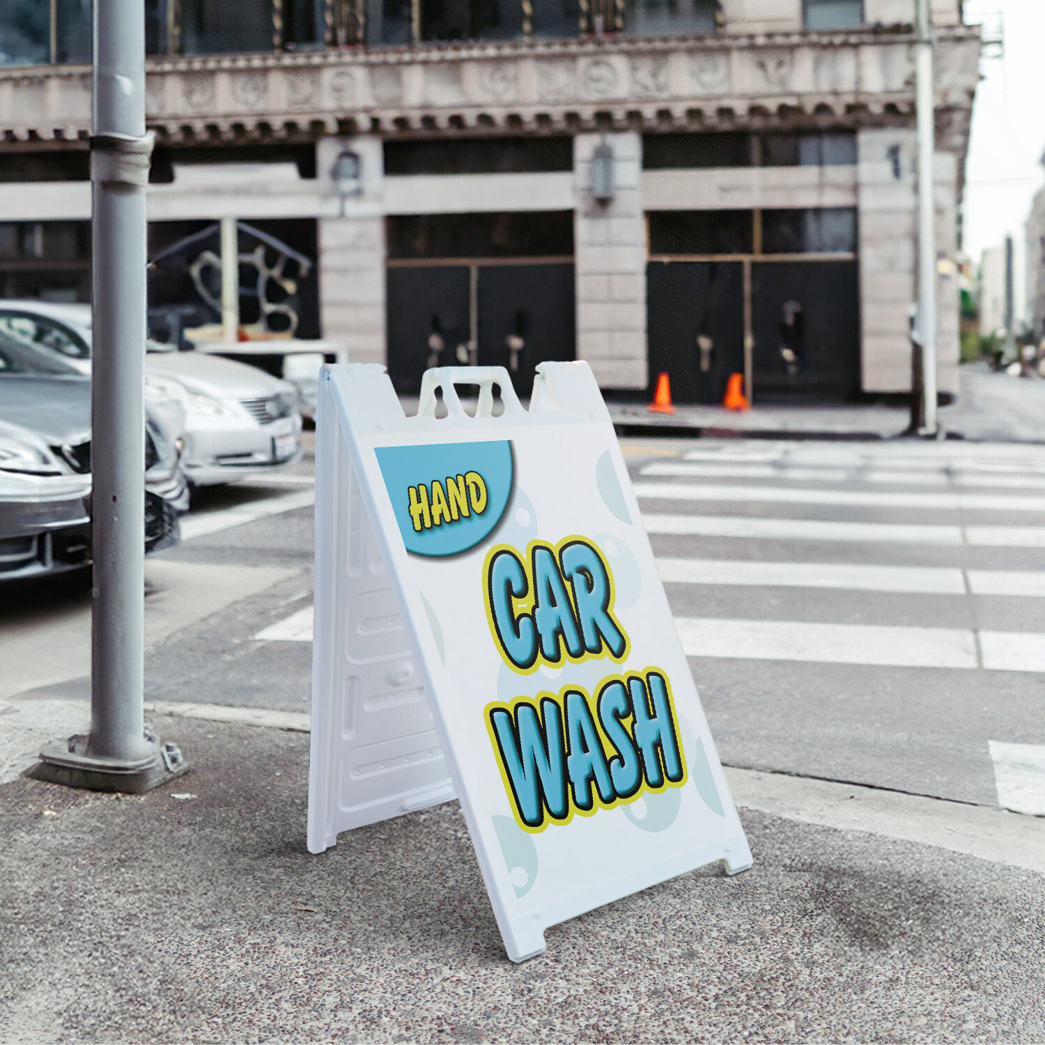 A-frame Sidewalk Hand Car Wash 24&Prime; x 36&Prime; Double Sided A-Frame Sidewalk Sign