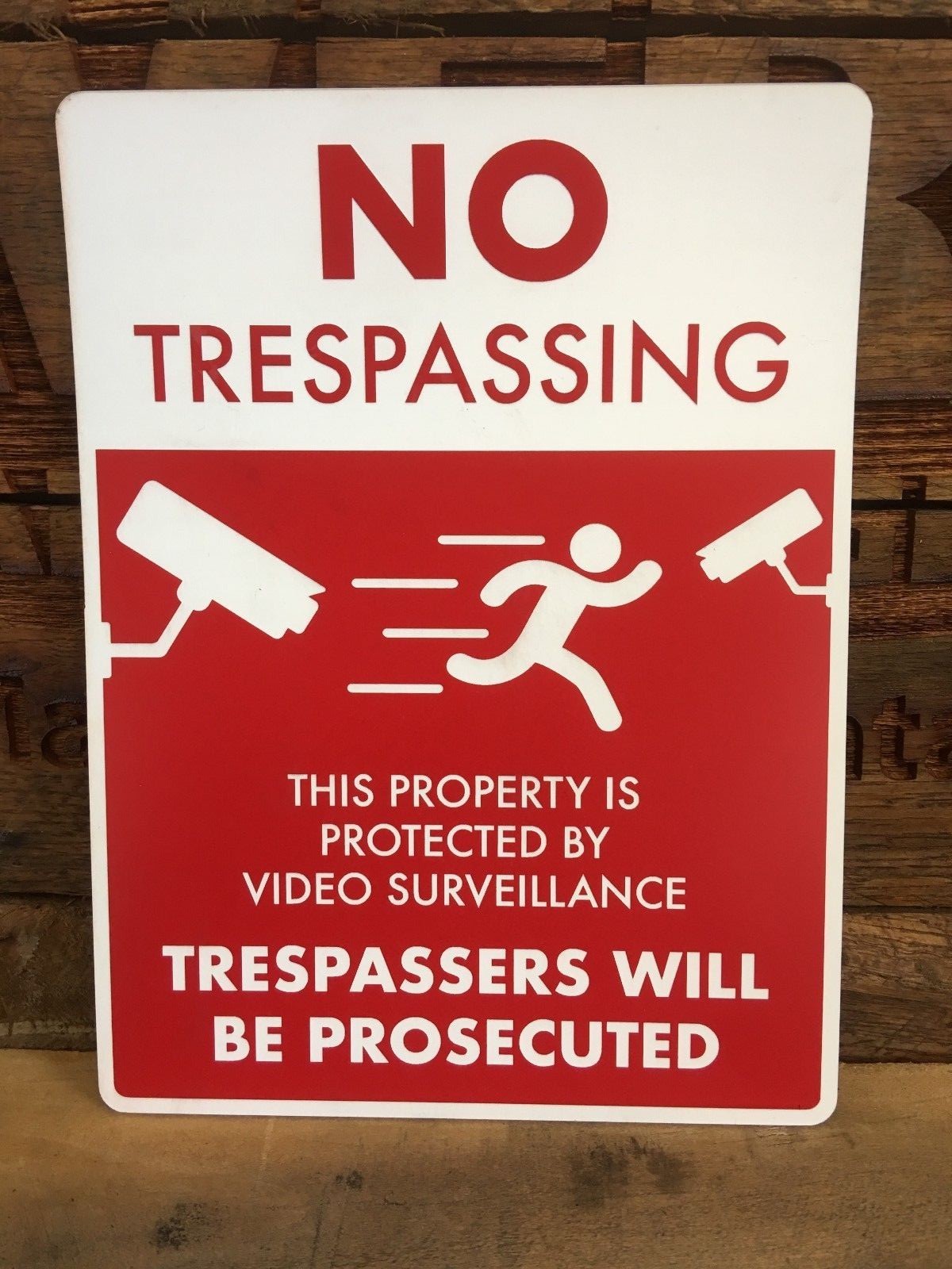 Video Monitoring / Surveillance Sign, Red/White, 6&Prime;x8&Prime;