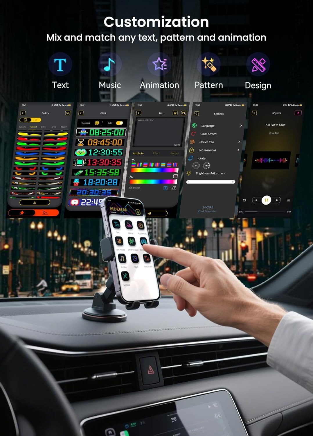 Customizable LED Scrolling Sign with Bluetooth Control for Store and Car