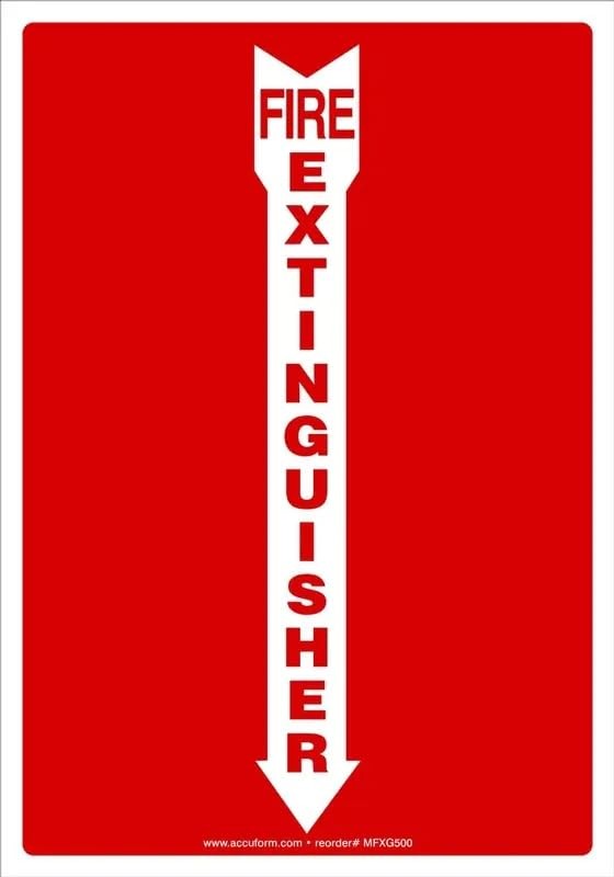 Fire Extinguisher Red Sign with Arrow Down, Aluminum 10&Prime; x 7&Prime;, Made in USA – …