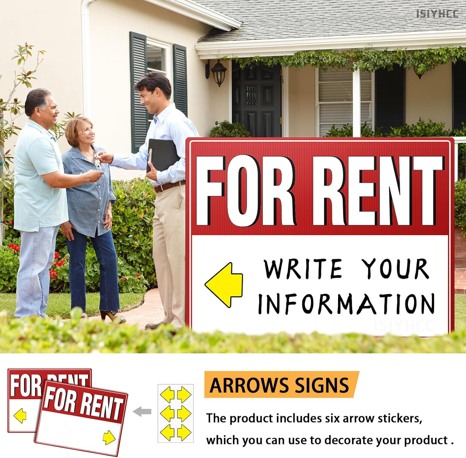 2 Pack for Rent Sign with Stakes, 17X13&Prime; Double-Sided Yard Sign – Extra Large Wr
