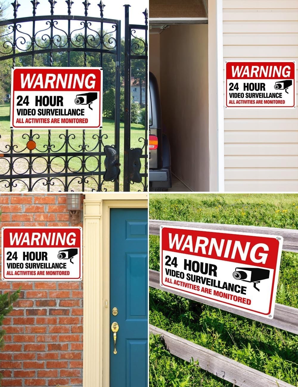 4 Pack Video Surveillance Signs, 12&Prime;x 8&Prime; Aluminum Camera Signs, CCTV Security