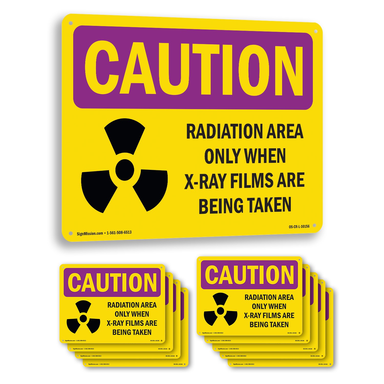 Radiation Area Only When X OSHA Caution Radiation Sign Or Decal – 5 or 10 Pack