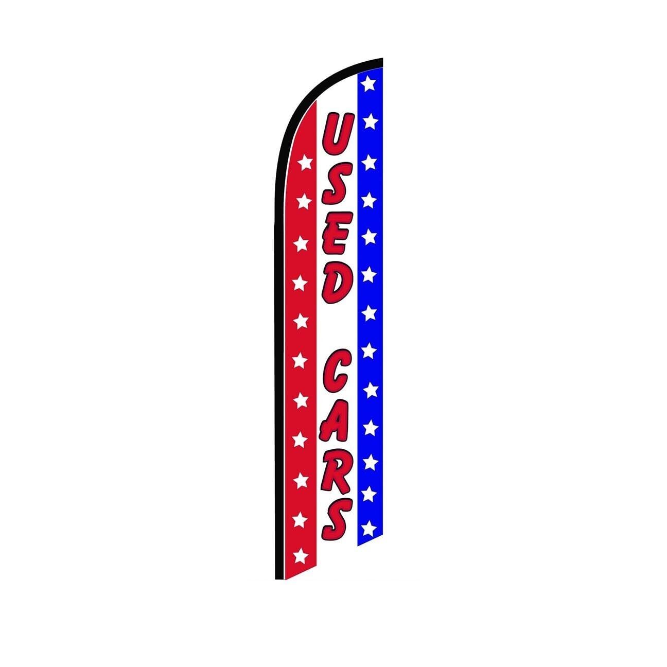 Used Cars Patriotic 2 Swooper Flutter Feather Flag | 3ft W x 11.5ft Tall