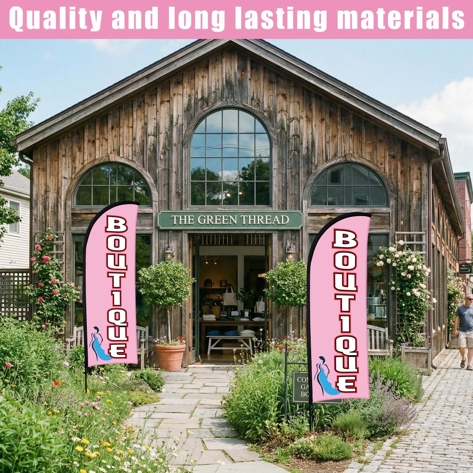 2 Sets Boutique Feather Flag Pole Kit 7 ft Boutique Advertising Banner Sign S…