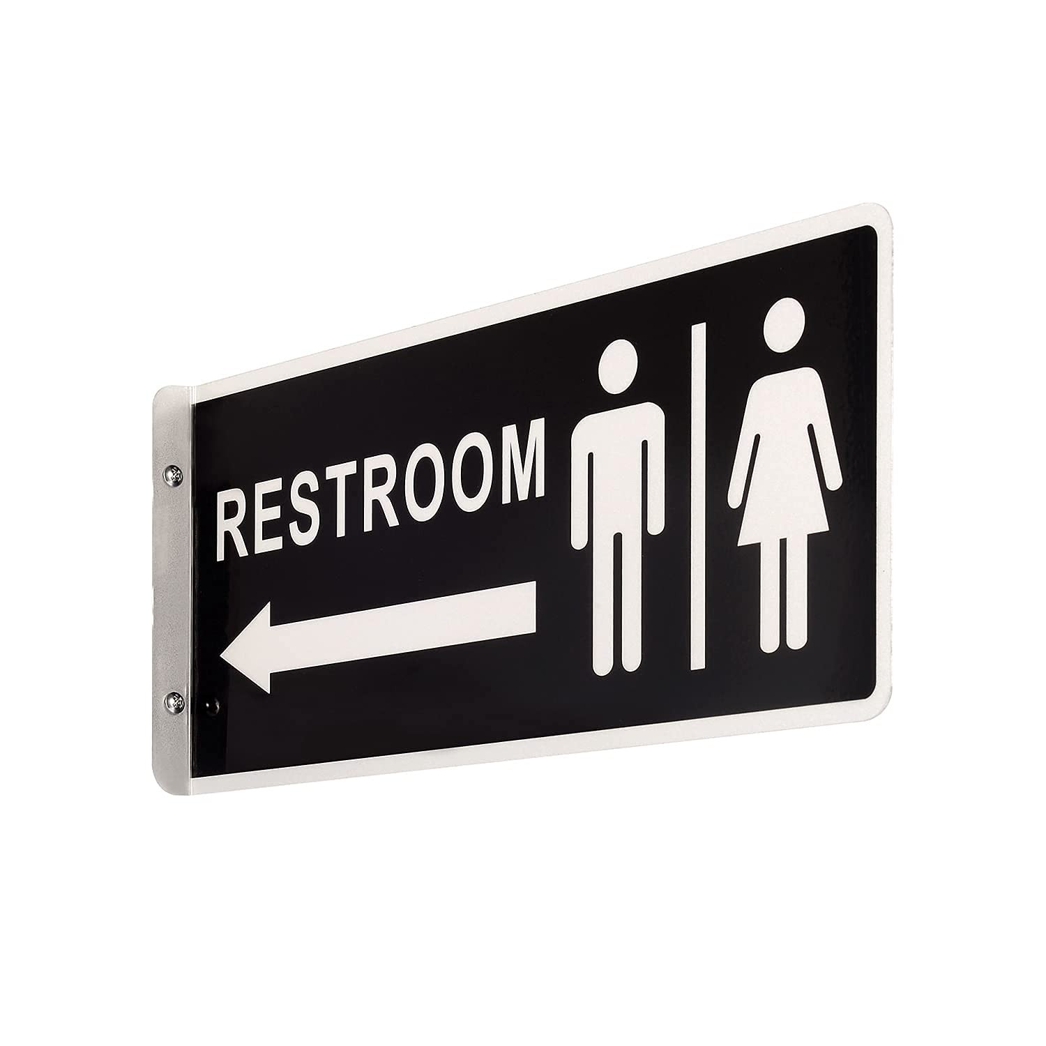 Double Sided Metal Restroom Sign Aluminum Bathroom Office 12.1×5.5 Inch 1 PC