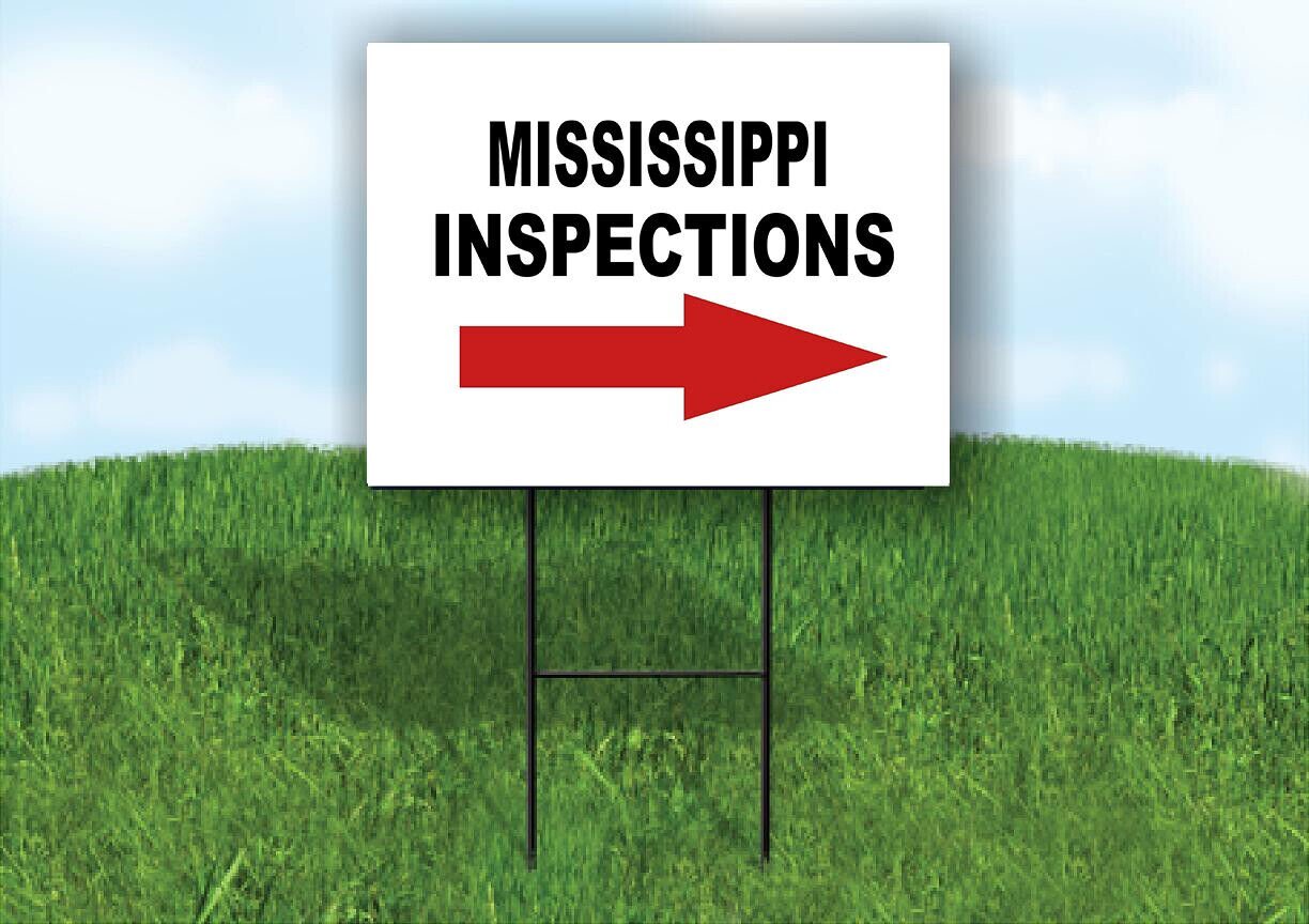 INSPECTIONS RIGHT ARROW RED_ MISSISSIPPI Yard Sign with Stand LAWN SIGN