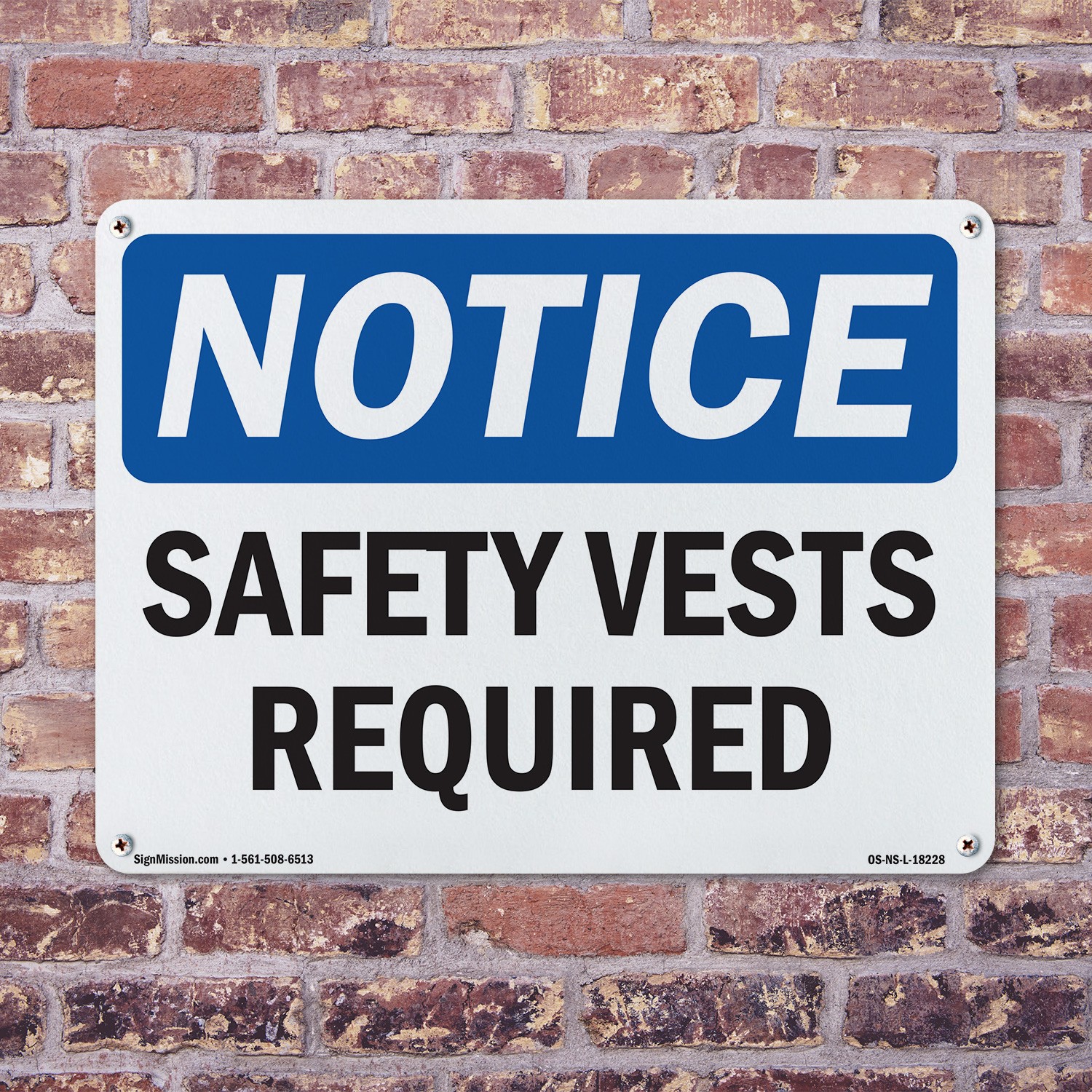 Safety Vests Required OSHA Notice Sign Metal, Plastic, Or Decal – 5 or 10 Pack