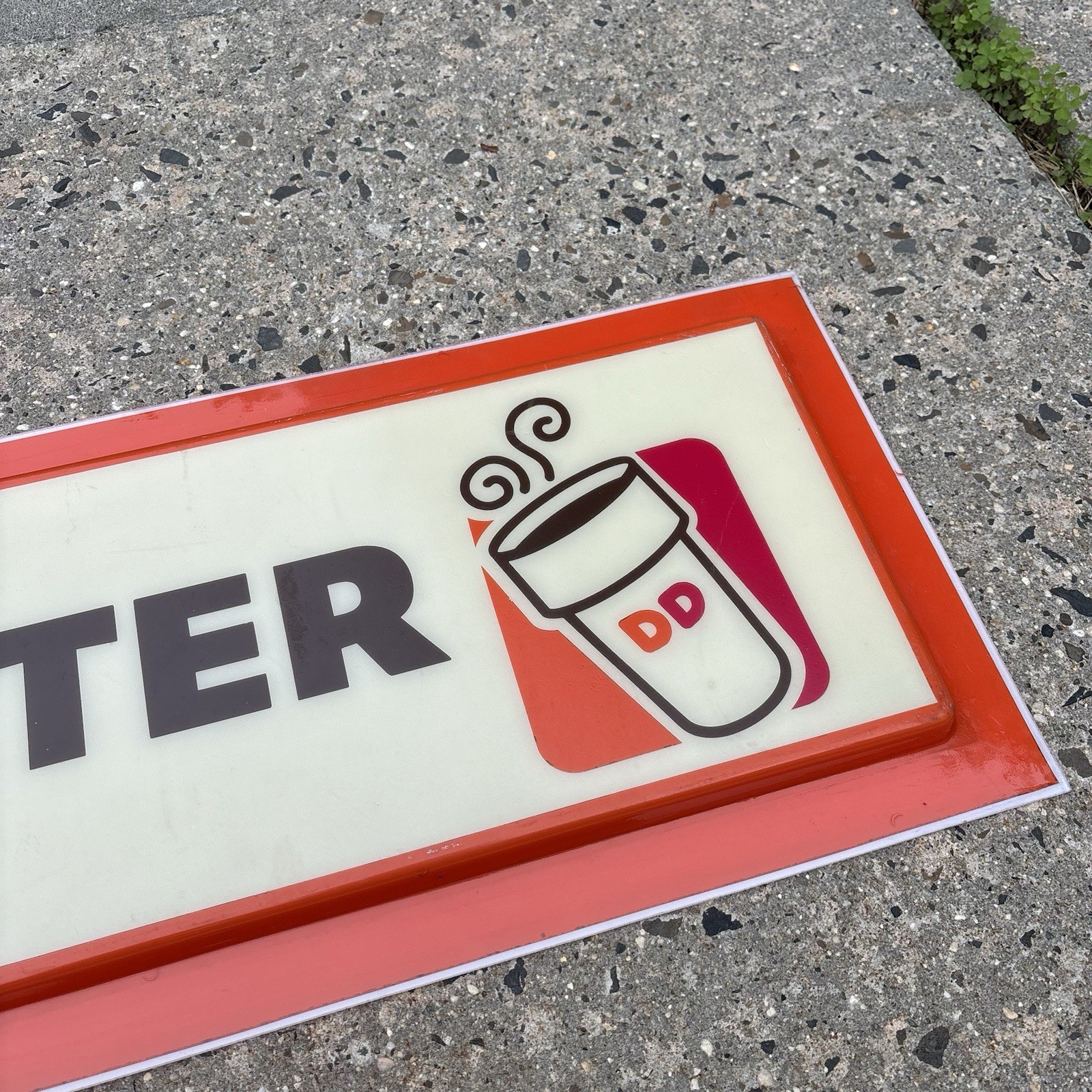 Dunkin Donuts Directional Enter Left Arrow Sign Plastic 30&Prime;x12&Prime;