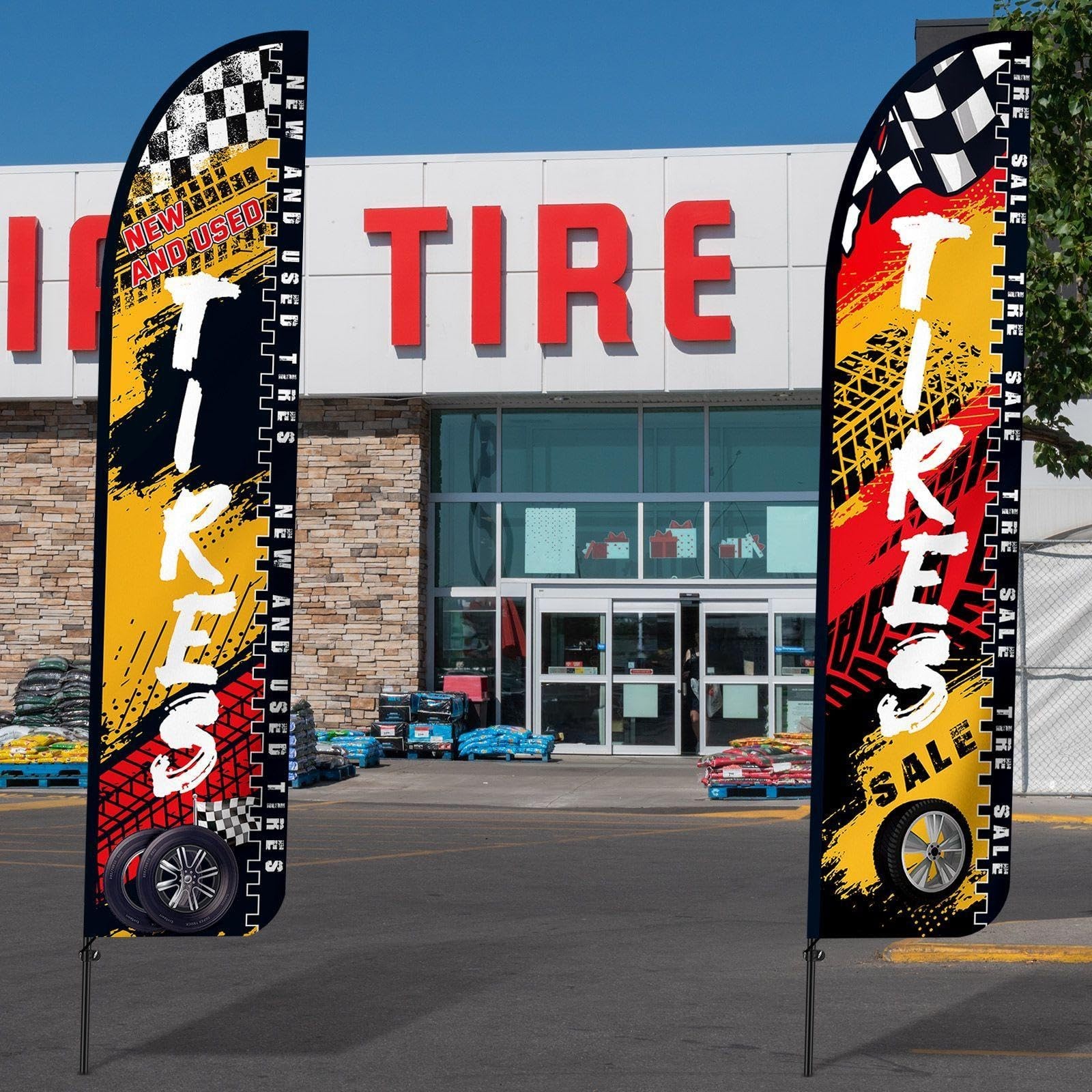 Hunnmingre 2 Pack 12 Feet Tire King Flags And Use Tires Shop Feather Flags For