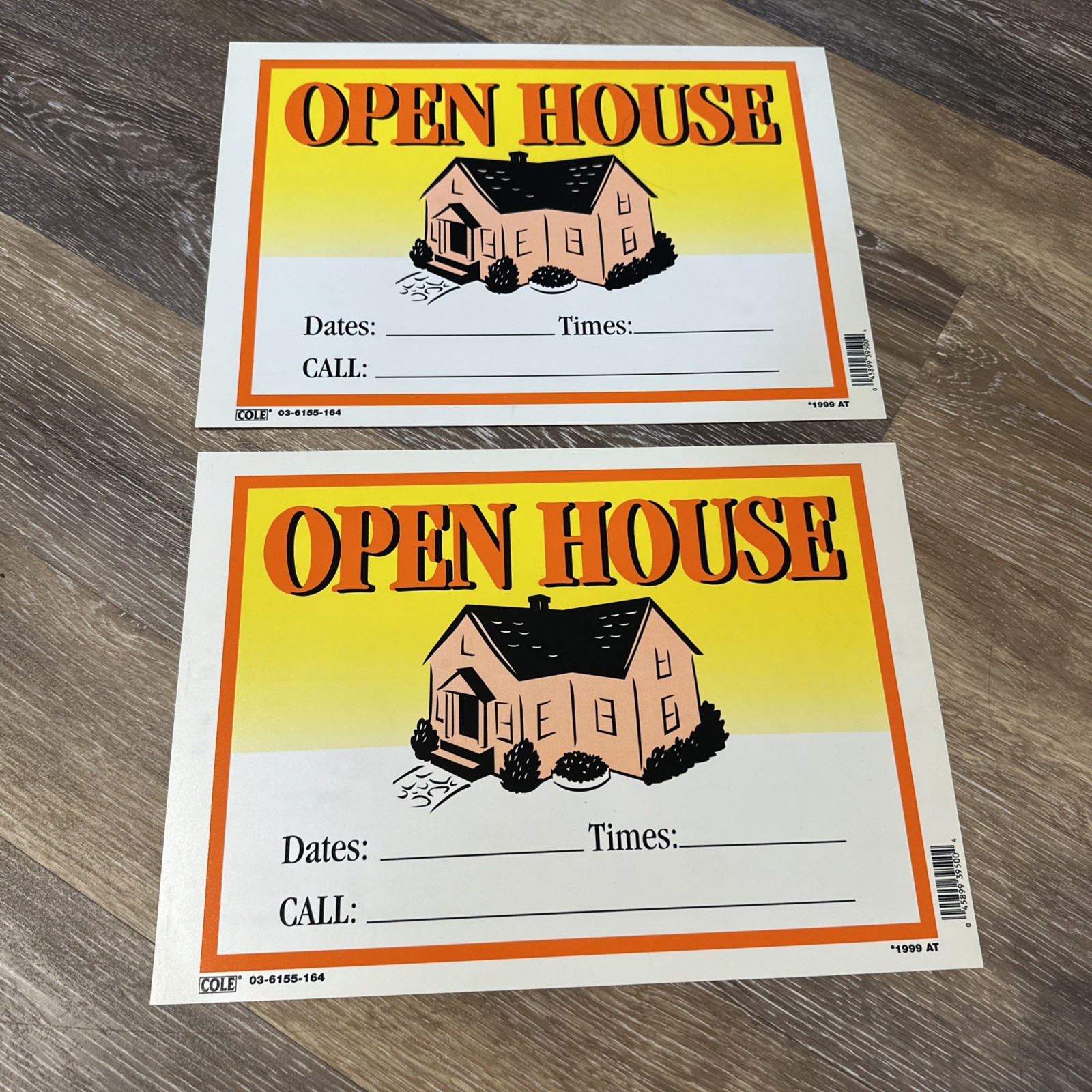 Vintage 1999 Open House Signs