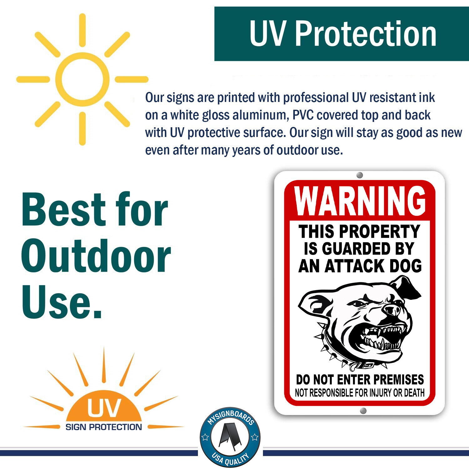 BEWARE OF DOG Sign Attack Dog on Duty Guard Dog 8&Prime;x 12&Prime; Aluminum Metal Warning