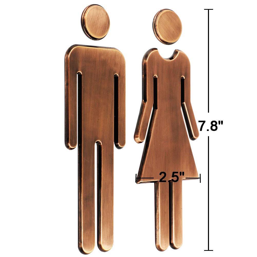 Premium Bathroom Sign Acrylic Men&rsquo;s Women&rsquo;s Toilet Sign Bronze 7.8 Inch