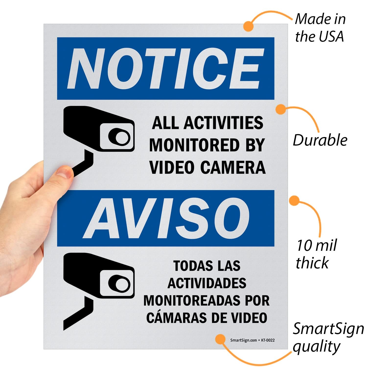 (Pack of 5) 12 x 9 inch “Notice – All Activities Monitored By Video Camera” B…