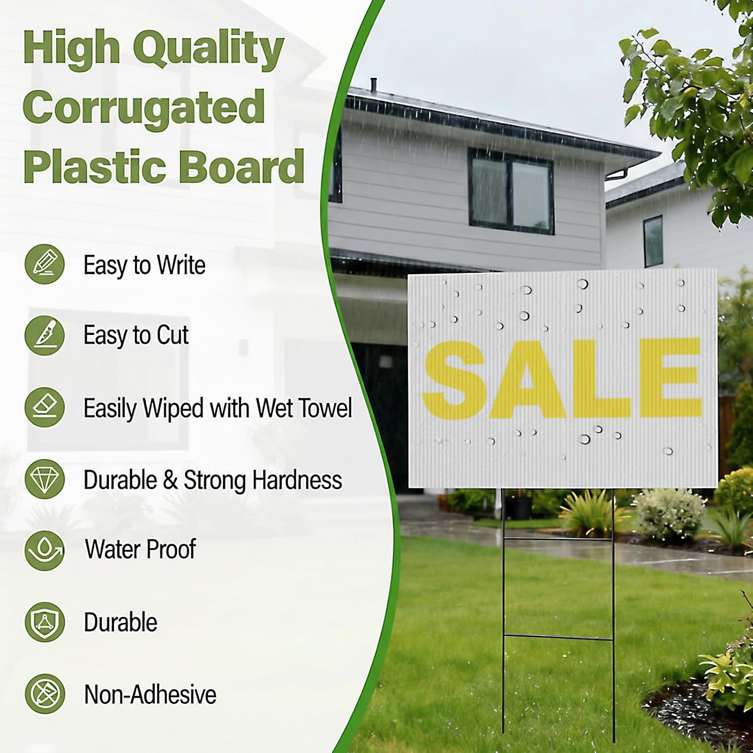 2 Pack 24 X 36 Inch Blank Yard Signs, Large Poster Board with Metal Stakes, Yard