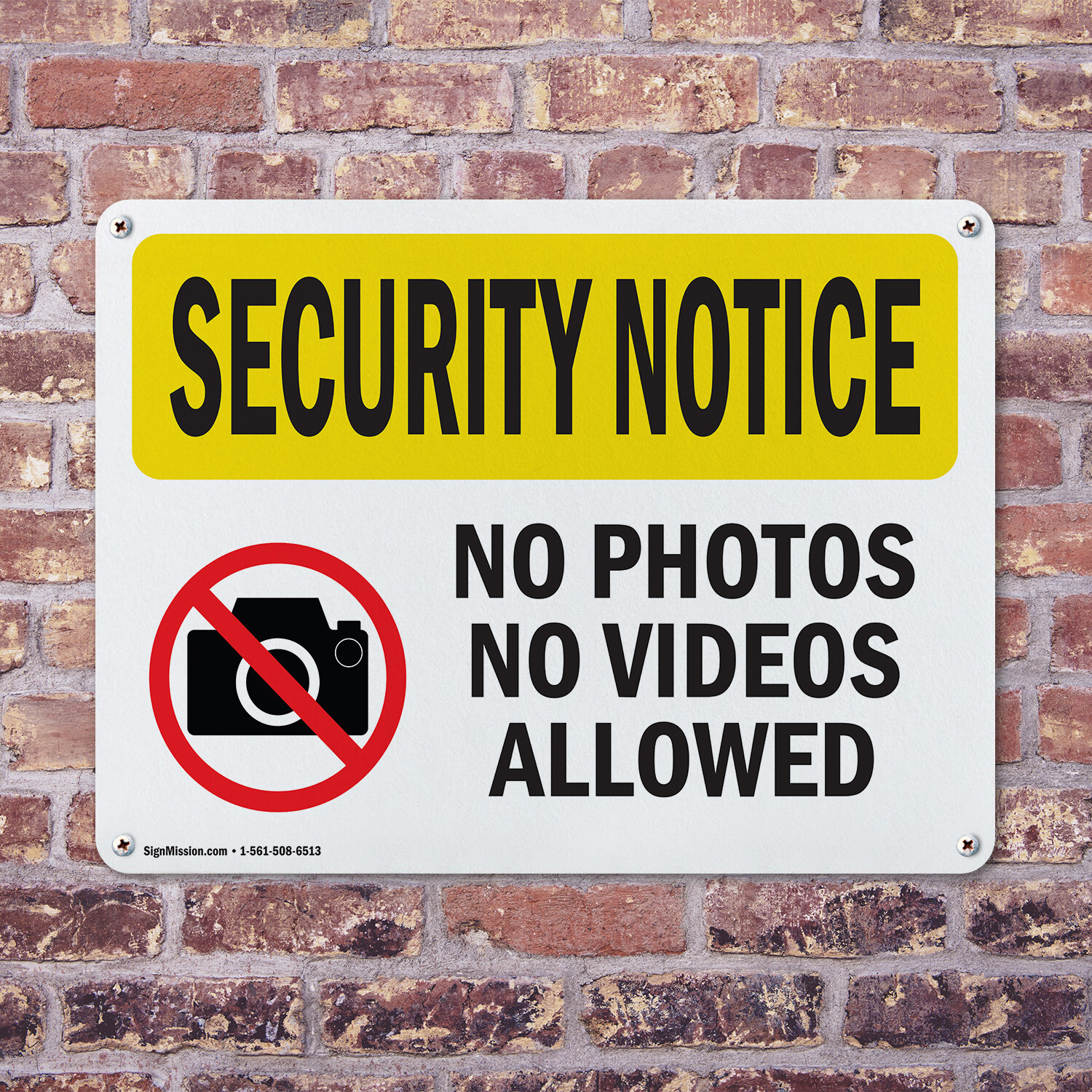 (2 Pack) No Photos Or Video Allowed OSHA Security Notice Sign Decal Metal