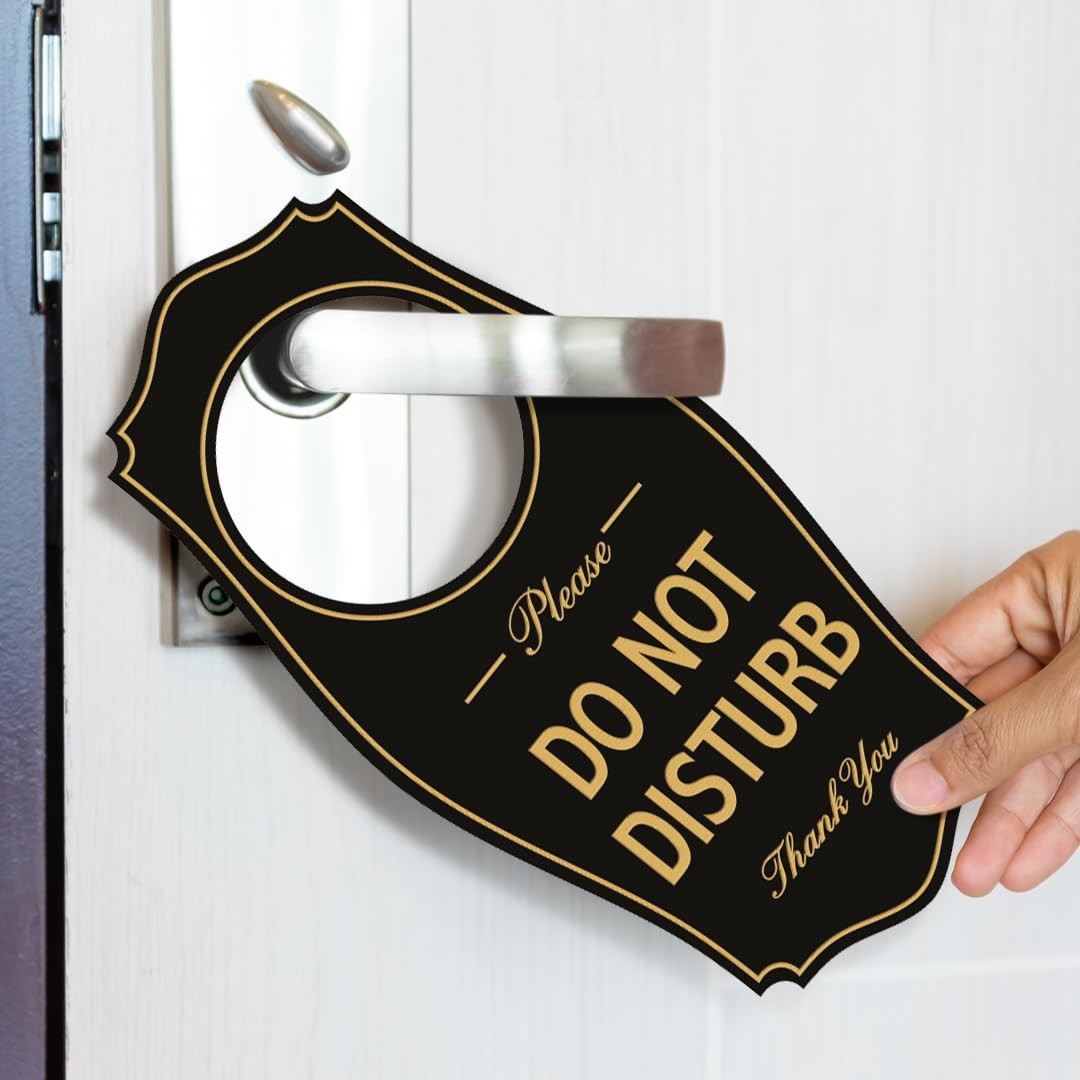 Please DO NOT DISTURB Door Hanger – Black, 4&Prime; x 8&Prime;