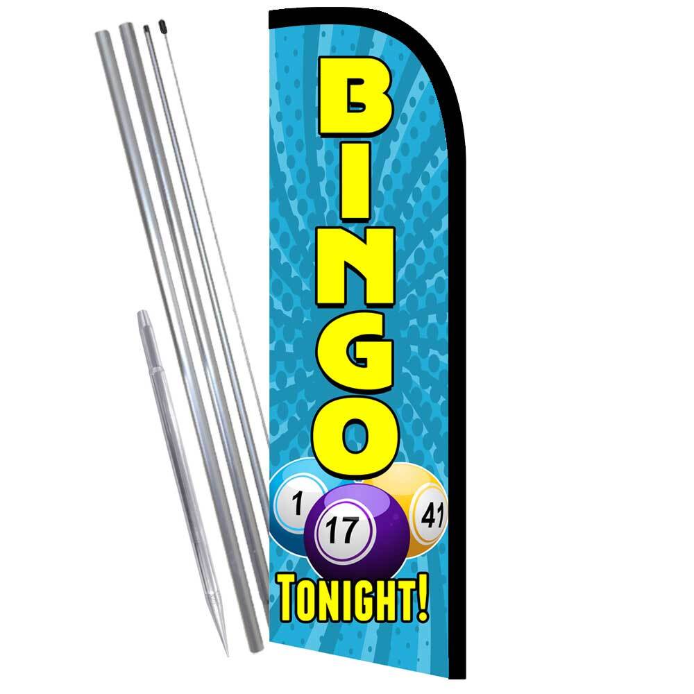 BINGO Tonight Premium Windless Feather Flag Bundle (Complete Kit) OR Optional R