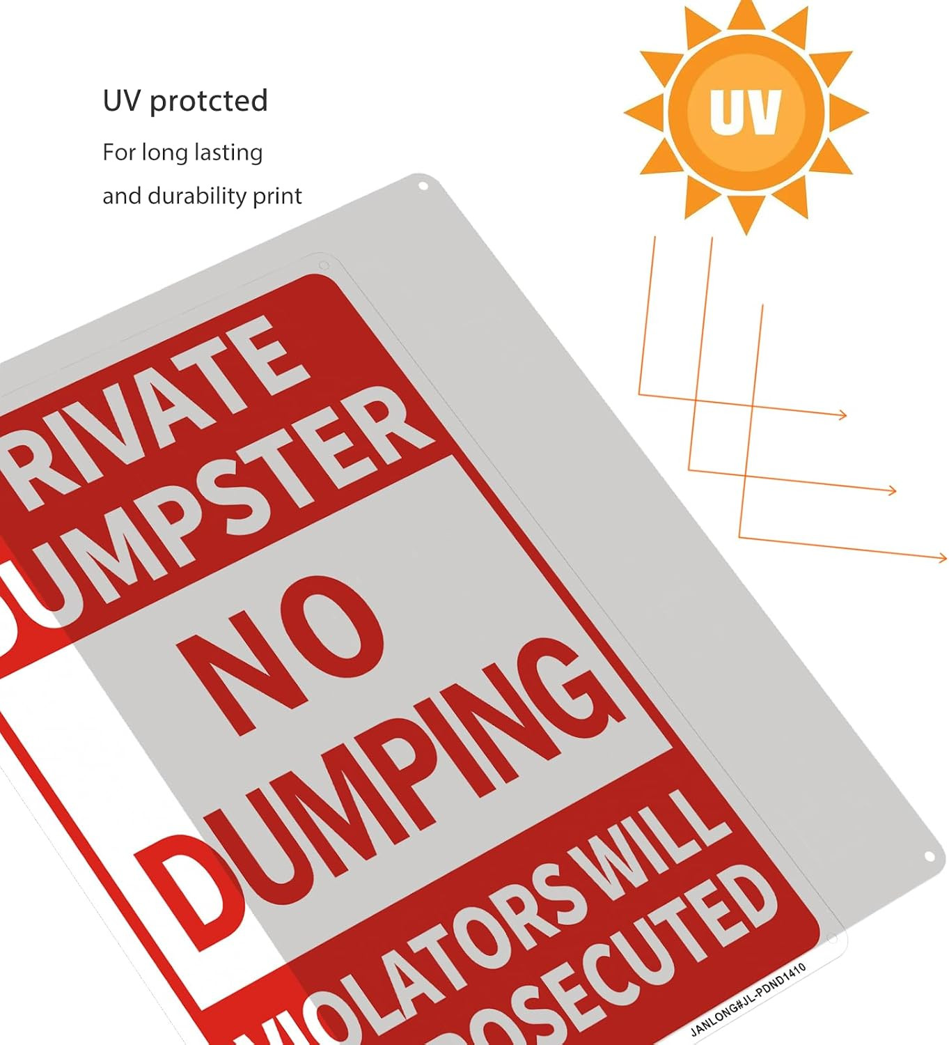2 Pack Private Dumpster- No Dumping Sign, 14&Prime;X 10&Prime; Aluminum No