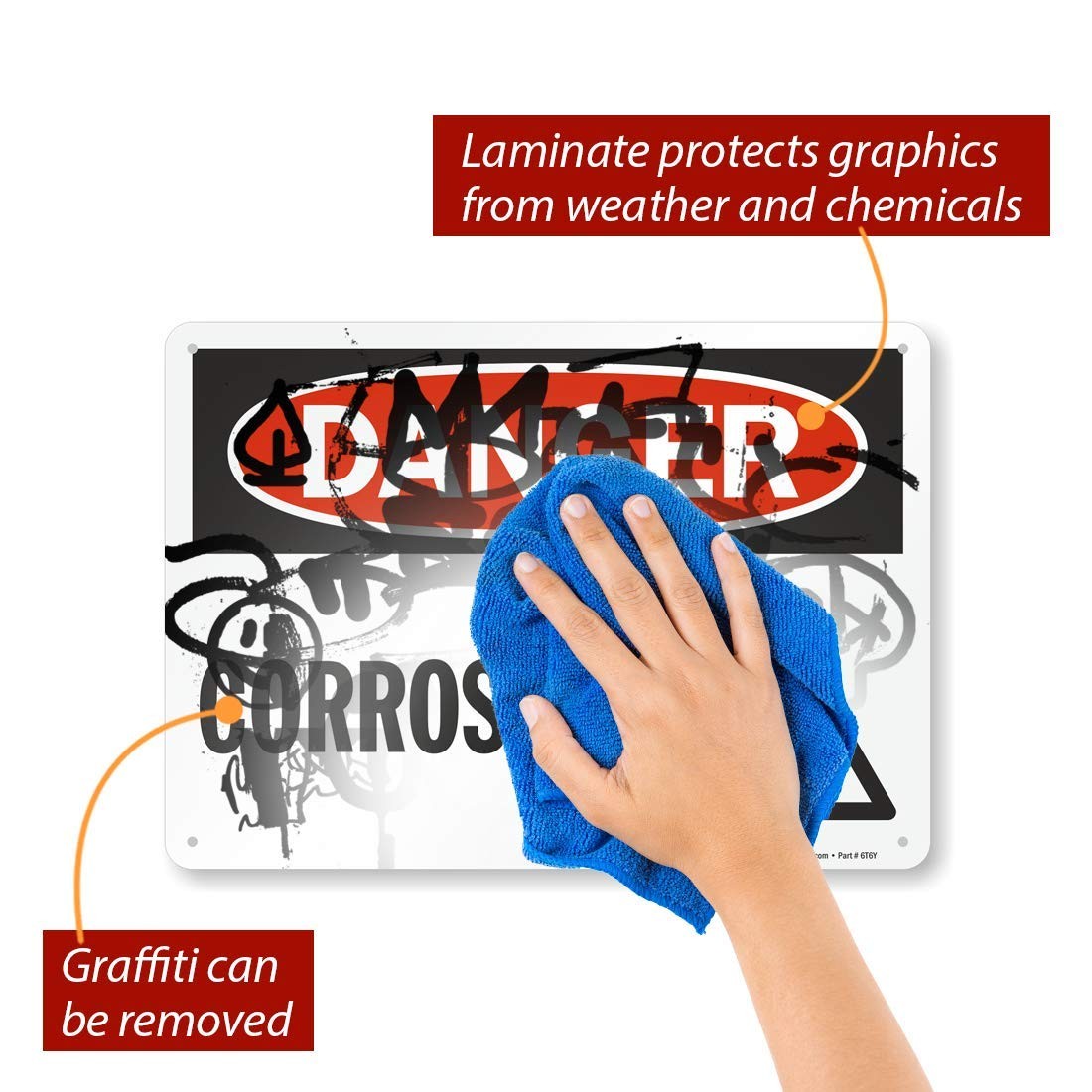 10×14 inch Danger Corrosive OSHA Metal Sign 40 mil Laminated Rustproof Aluminum