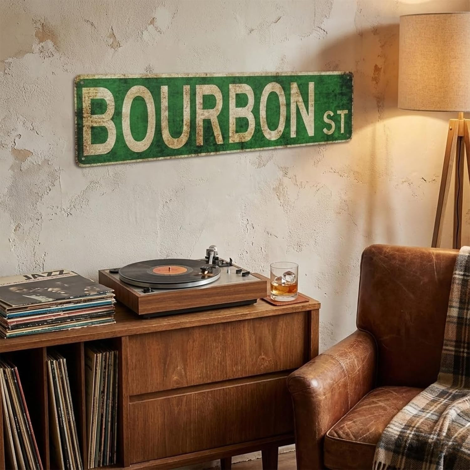 Vintage Bourbon Street Metal Sign 4X15 Inch | Rust-Free Aluminum New Orleans Wal