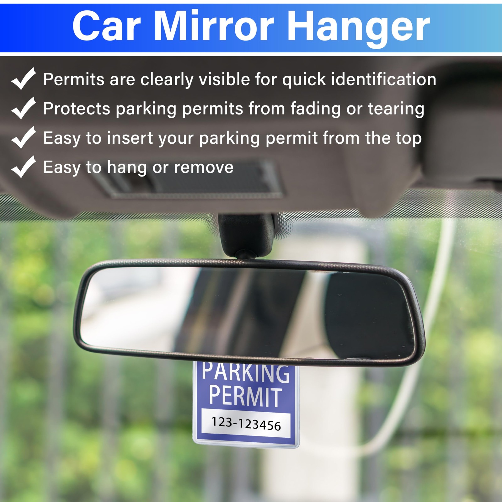 ecocstm 10 PCS Clear Parking Permit Holder, Rear View Mirror Hanger, Car…