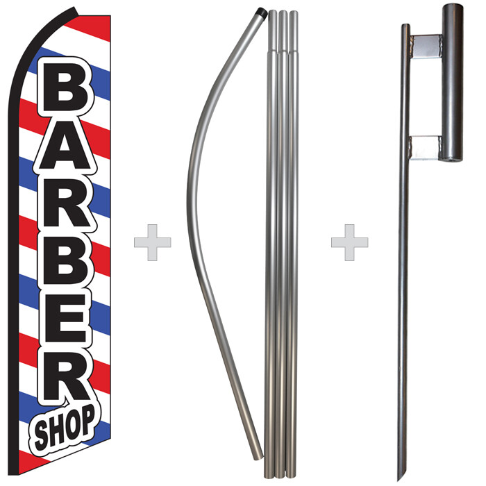 Barber Shop 15&prime; Tall Swooper Flag & Pole Kit Feather Super Banner
